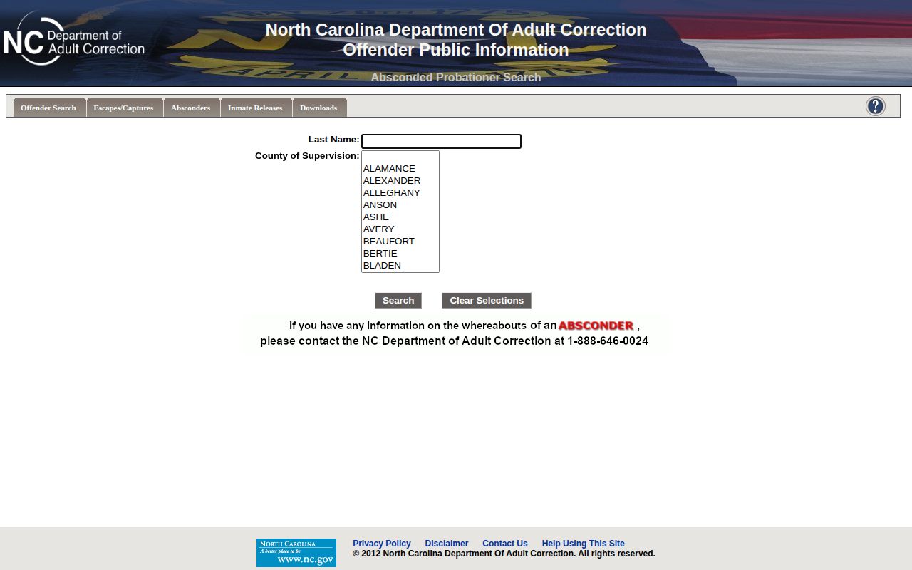 Duplin County post-release supervision DAC absconder search